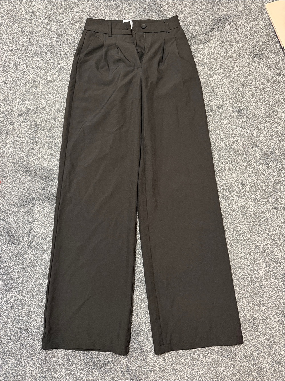 Princess Polly Men's Black Wide-Leg Trousers